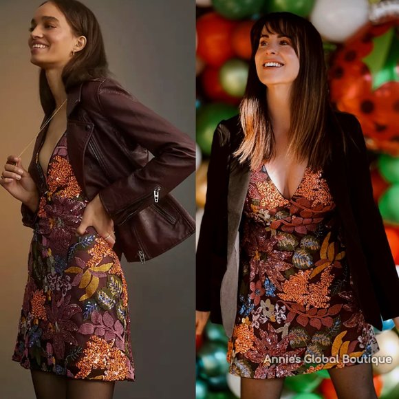 RARE NWT ANTHROPOLOGIE Sequined Embroidered Cut-Out Mini Dress. Size 20W - Picture 11 of 16